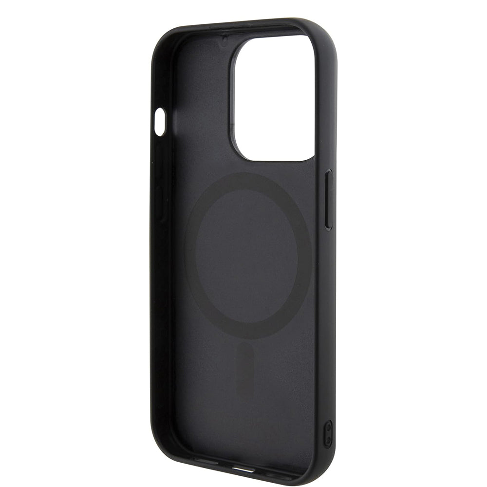 Husa MagSafe pentru Apple iPhone 15 Pro, Guess, GCube Stripes, Neagra