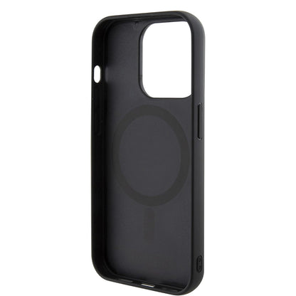 Husa MagSafe pentru Apple iPhone 15 Pro, Guess, GCube Stripes, Neagra