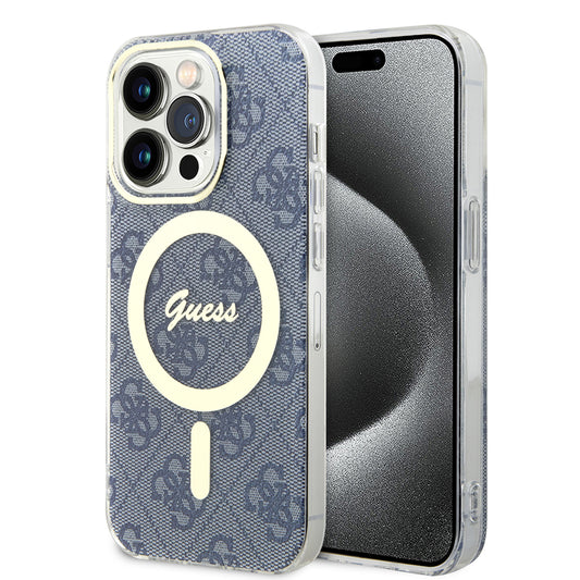 Husa MagSafe pentru Apple iPhone 15 Pro, Guess, IML 4G, Albastra