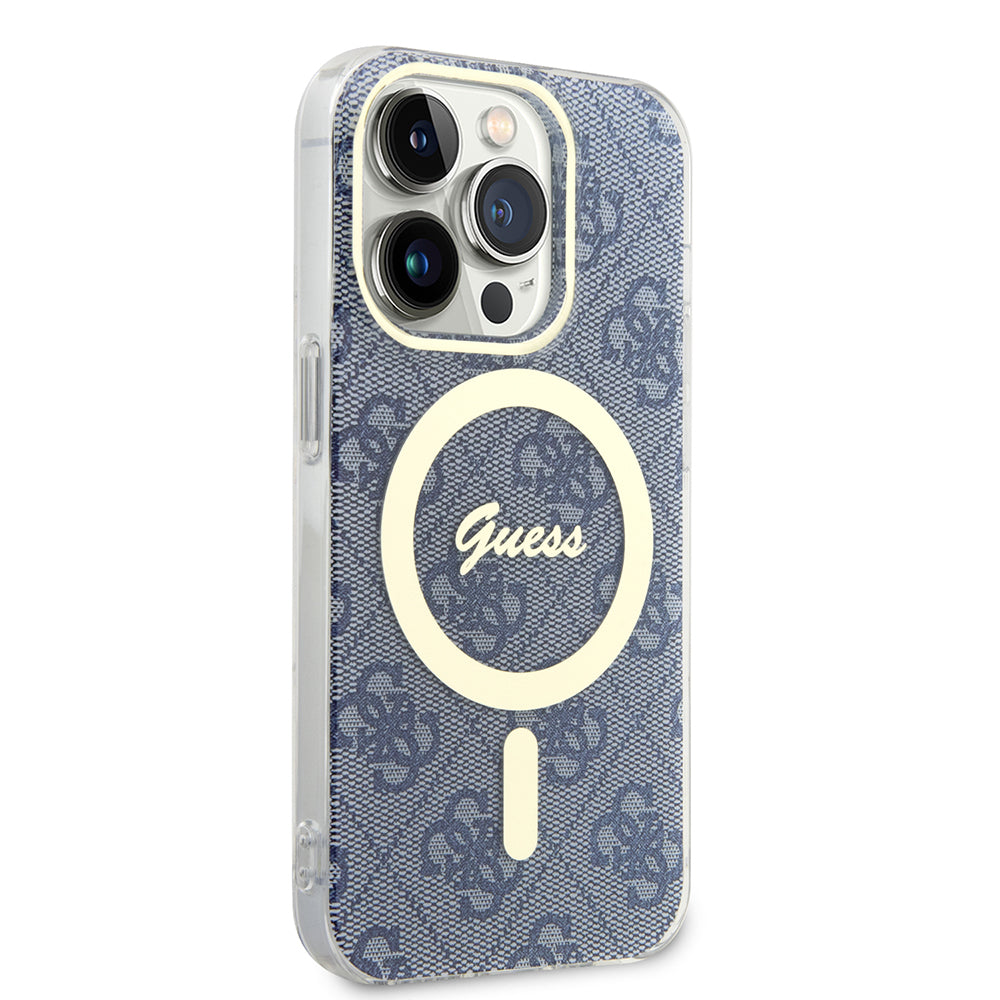 Husa MagSafe pentru Apple iPhone 15 Pro, Guess, IML 4G, Albastra