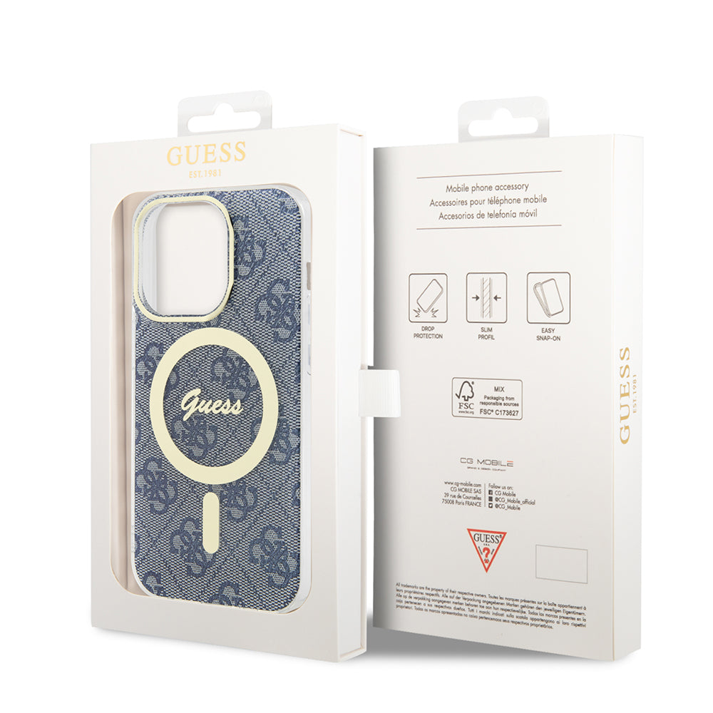 Husa MagSafe pentru Apple iPhone 15 Pro, Guess, IML 4G, Albastra