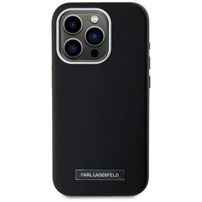 Husa MagSafe pentru Apple iPhone 15 Pro, Karl Lagerfeld, FW Metal Plate, Neagra