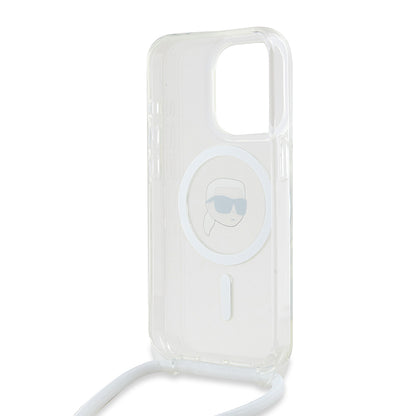 Husa MagSafe pentru Apple iPhone 15 Pro, Karl Lagerfeld, IML Crossbody Karl's Head, Transparenta