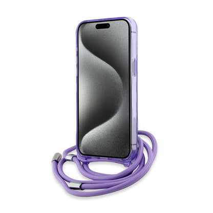 Husa MagSafe pentru Apple iPhone 15 Pro, Karl Lagerfeld, IML Crossbody Monogram Karl & Choupette's Heads, Mov