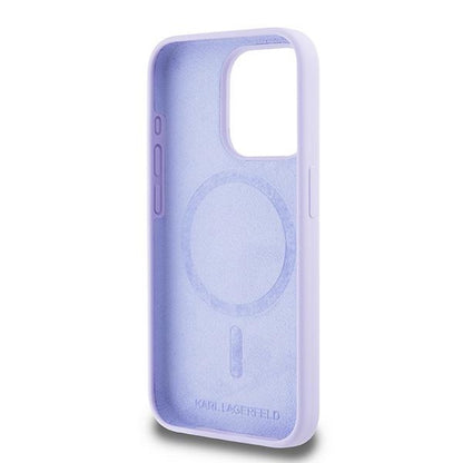 Husa MagSafe pentru Apple iPhone 15 Pro, Karl Lagerfeld, Silicone Ring Karl & Choupette, Mov