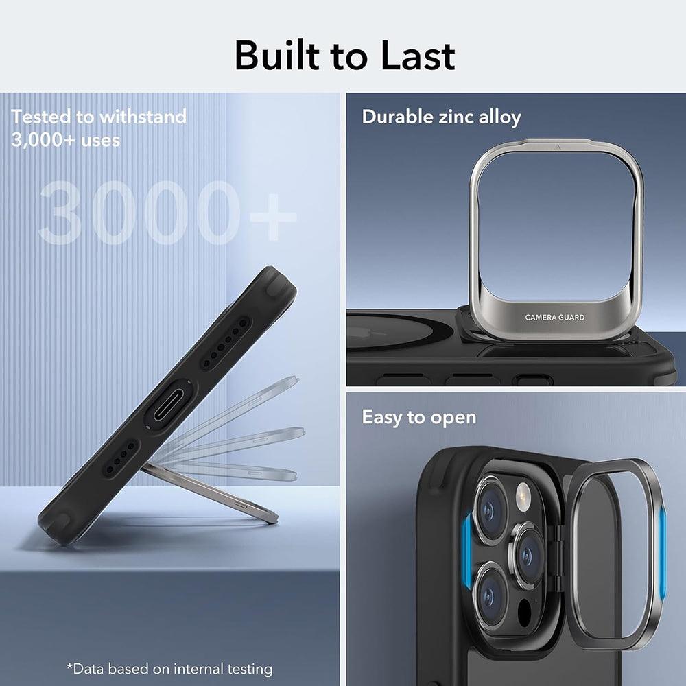 Husa MagSafe pentru Apple iPhone 15 Pro Max, ESR, Classic Hybrid Kickstand, Neagra Transparenta