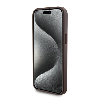 Husa MagSafe pentru Apple iPhone 15 Pro Max, Guess, Powerbank 4G Metal Logo, Maro