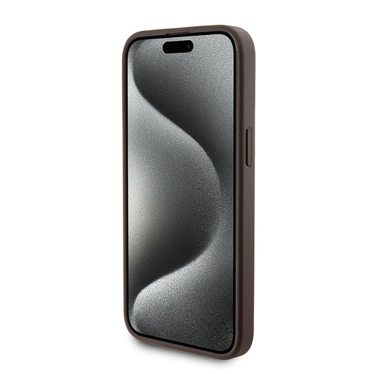 Husa MagSafe pentru Apple iPhone 15 Pro Max, Guess, Powerbank 4G Metal Logo, Maro