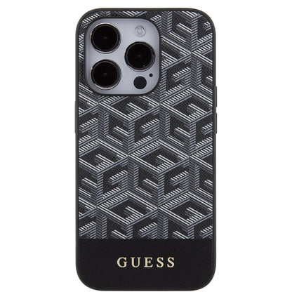 Husa MagSafe pentru Apple iPhone 15 Pro Max, Guess, PU G Cube, Neagra GUHMP15XHGCFSEK