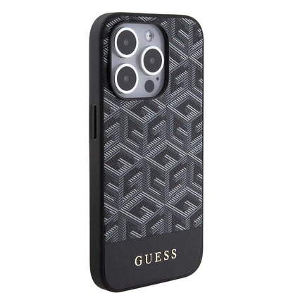 Husa MagSafe pentru Apple iPhone 15 Pro Max, Guess, PU G Cube, Neagra GUHMP15XHGCFSEK