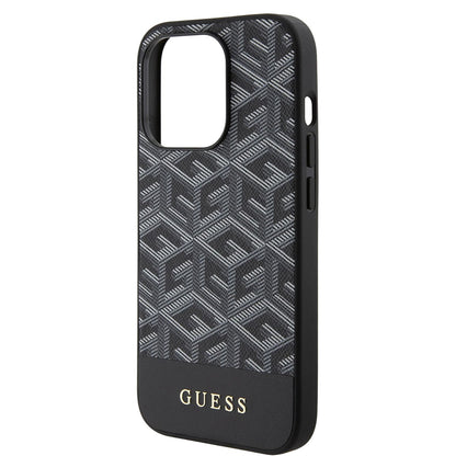 Husa MagSafe pentru Apple iPhone 15 Pro Max, Guess, PU G Cube, Neagra GUHMP15XHGCFSEK