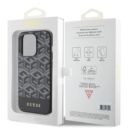 Husa MagSafe pentru Apple iPhone 15 Pro Max, Guess, PU G Cube, Neagra GUHMP15XHGCFSEK