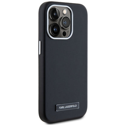 Husa MagSafe pentru Apple iPhone 15 Pro Max, Karl Lagerfeld, FW Metal Plate, Neagra