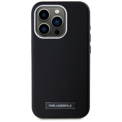 Husa MagSafe pentru Apple iPhone 15 Pro Max, Karl Lagerfeld, FW Metal Plate, Neagra