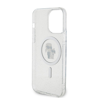 Husa MagSafe pentru Apple iPhone 15 Pro Max, Karl Lagerfeld, Glitter, Transparenta