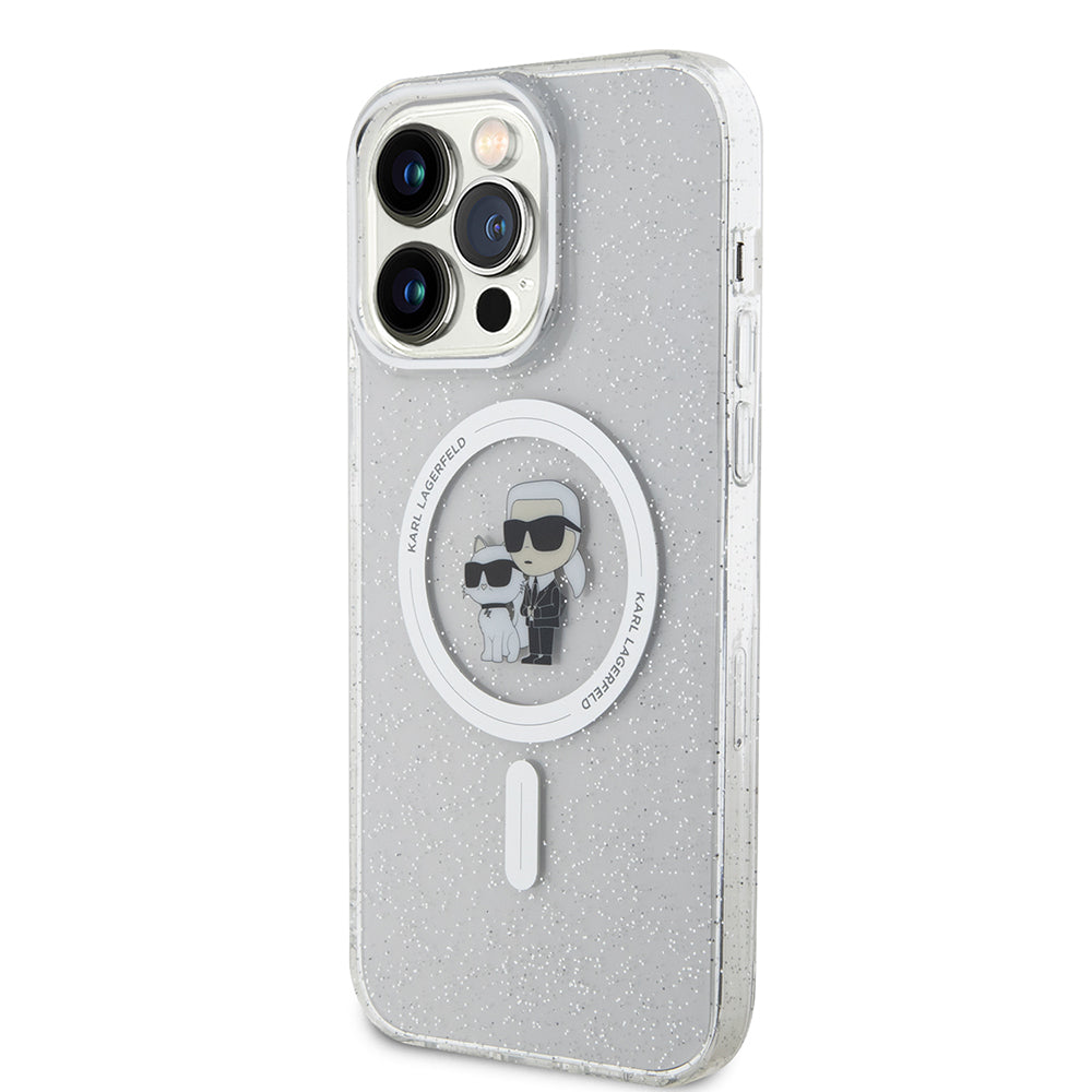 Husa MagSafe pentru Apple iPhone 15 Pro Max, Karl Lagerfeld, Glitter, Transparenta