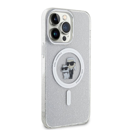Husa MagSafe pentru Apple iPhone 15 Pro Max, Karl Lagerfeld, Glitter, Transparenta
