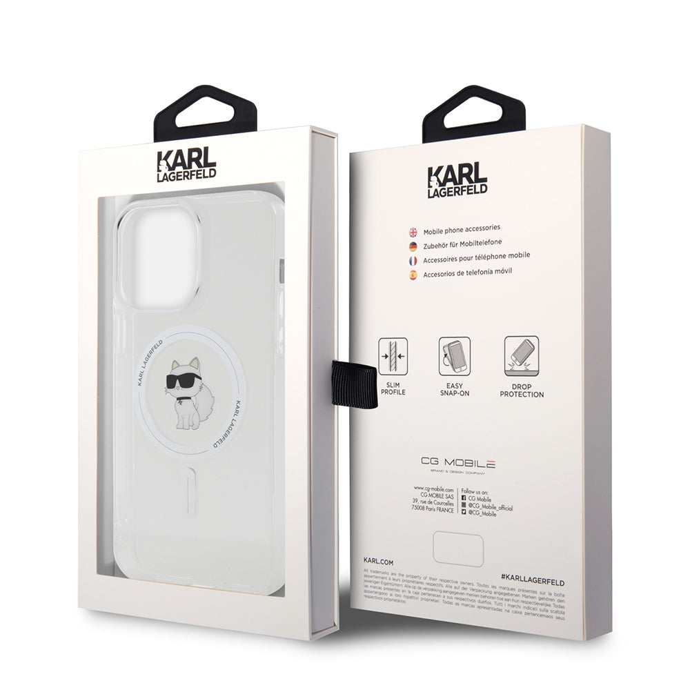 Husa MagSafe pentru Apple iPhone 15 Pro Max, Karl Lagerfeld, IML Choupette, Transparenta