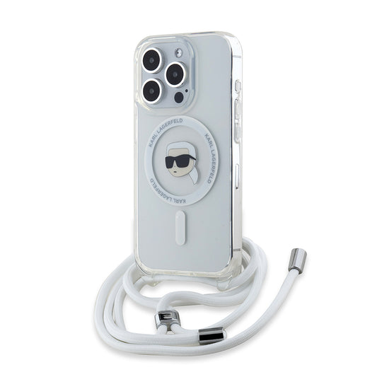 Husa MagSafe pentru Apple iPhone 15 Pro Max, Karl Lagerfeld, IML Crossbody Karl's Head, Transparenta