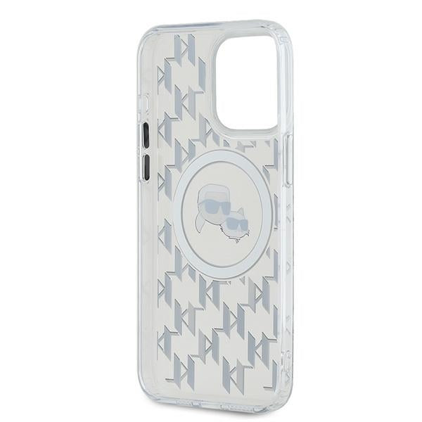 Husa MagSafe pentru Apple iPhone 15 Pro Max, Karl Lagerfeld, IML Monogram Karl & Choupette's Heads, Transparenta