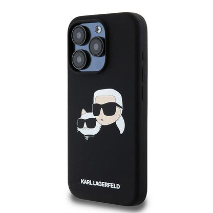 Husa MagSafe pentru Apple iPhone 15 Pro Max, Karl Lagerfeld, Silicone Karl & Choupette, Neagra