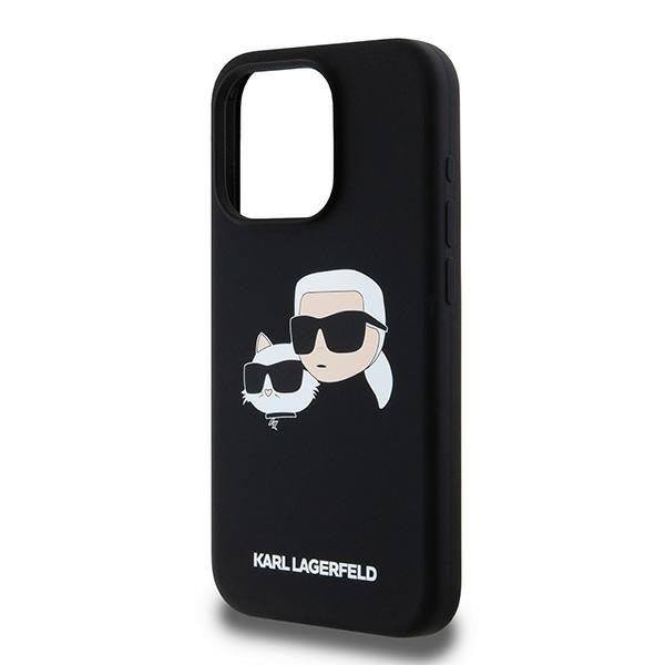 Husa MagSafe pentru Apple iPhone 15 Pro Max, Karl Lagerfeld, Silicone Karl & Choupette, Neagra