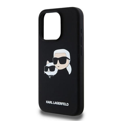 Husa MagSafe pentru Apple iPhone 15 Pro Max, Karl Lagerfeld, Silicone Karl & Choupette, Neagra