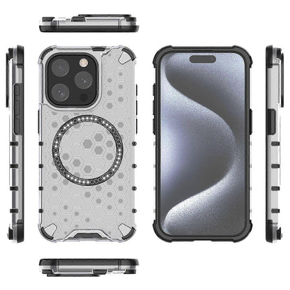 Husa MagSafe pentru Apple iPhone 15 Pro Max, Techsuit, HoneyComb Shield, Alba
