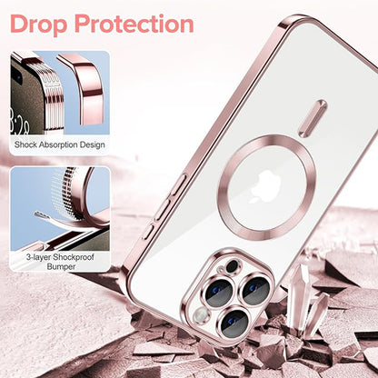 Husa MagSafe pentru Apple iPhone 15 Pro Max, Techsuit, Luxury Crystal, Roz