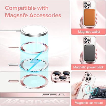 Husa MagSafe pentru Apple iPhone 15 Pro Max, Techsuit, Luxury Crystal, Roz