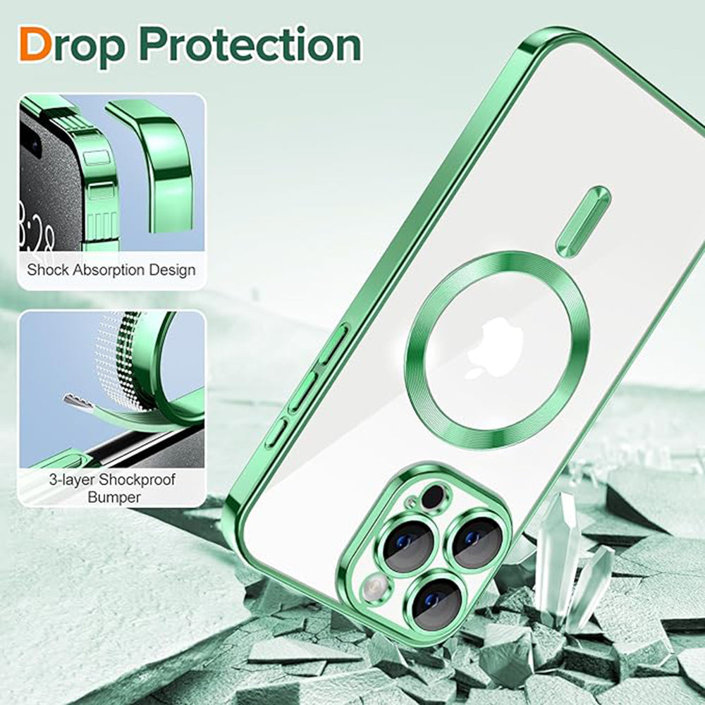 Husa MagSafe pentru Apple iPhone 15 Pro Max, Techsuit, Luxury Crystal, Verde Deschis