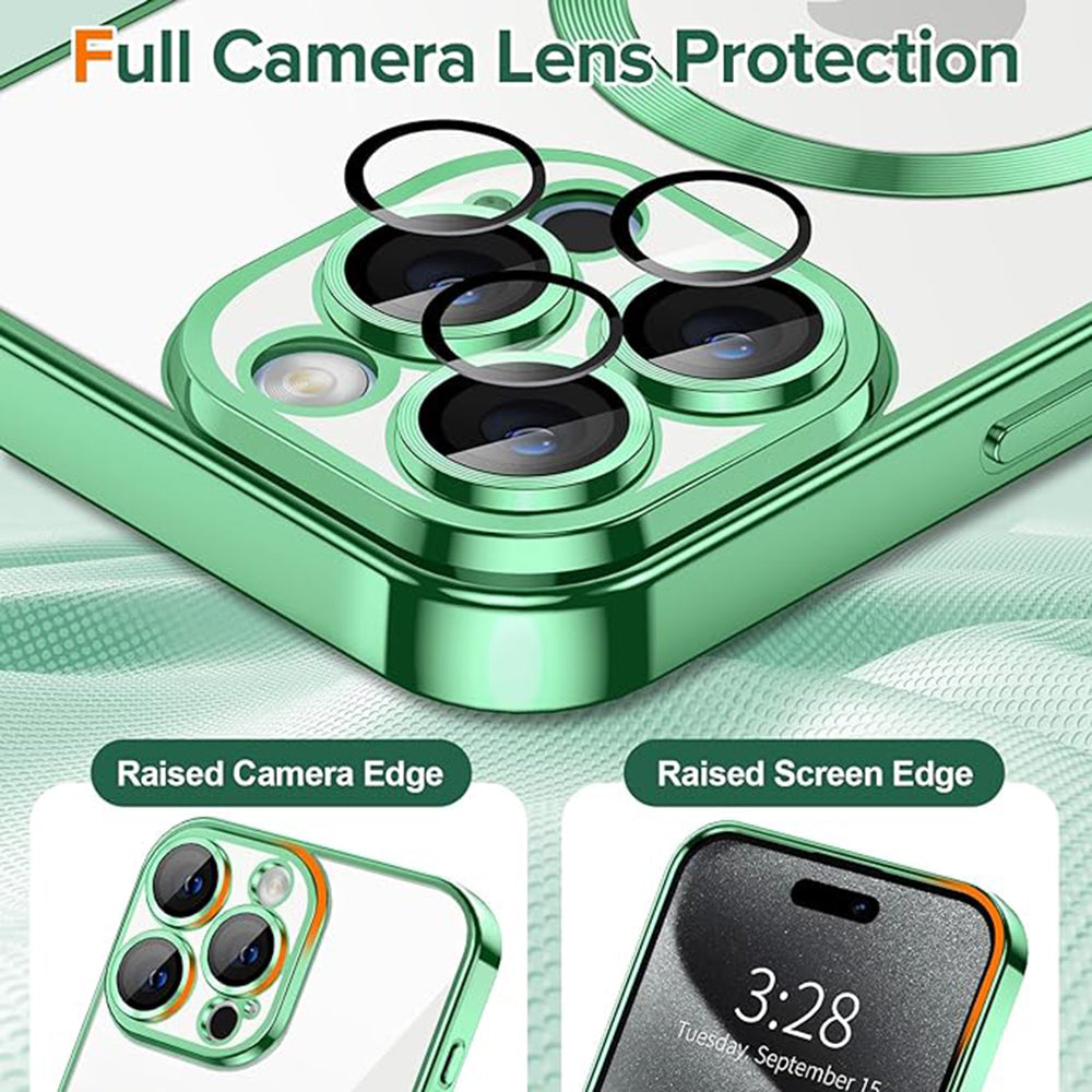 Husa MagSafe pentru Apple iPhone 15 Pro Max, Techsuit, Luxury Crystal, Verde Deschis