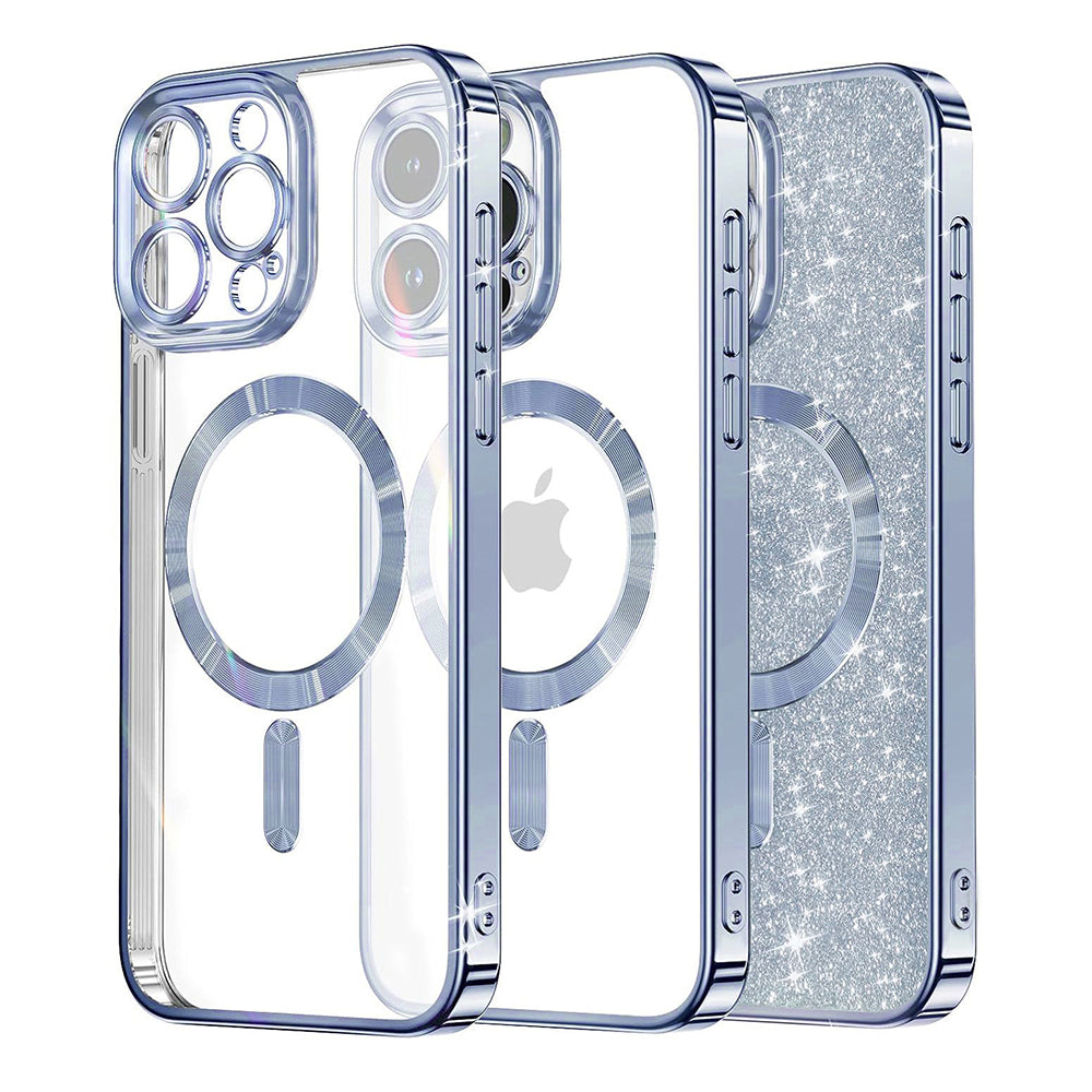 Husa MagSafe pentru Apple iPhone 15 Pro Max, Techsuit, Luxury Glitter, Bleu
