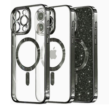 Husa MagSafe pentru Apple iPhone 15 Pro Max, Techsuit, Luxury Glitter, Neagra