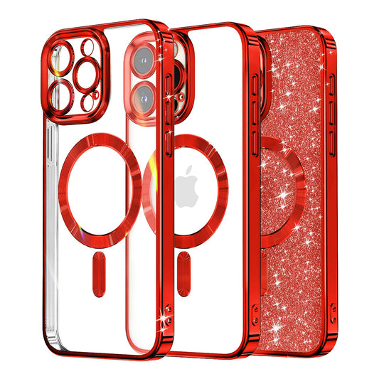 Husa MagSafe pentru Apple iPhone 15 Pro Max, Techsuit, Luxury Glitter, Rosie
