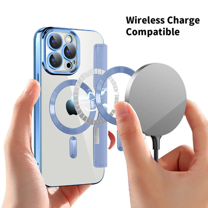 Husa MagSafe pentru Apple iPhone 15 Pro Max, Techsuit, SmartMag Book, Bleu