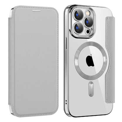 Husa MagSafe pentru Apple iPhone 15 Pro Max, Techsuit, SmartMag Book, Gri