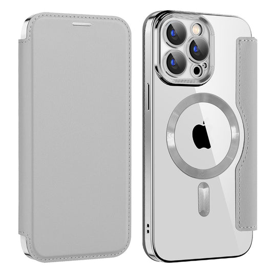 Husa MagSafe pentru Apple iPhone 15 Pro Max, Techsuit, SmartMag Book, Gri