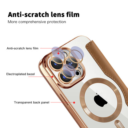 Husa MagSafe pentru Apple iPhone 15 Pro Max, Techsuit, SmartMag Book, Maro