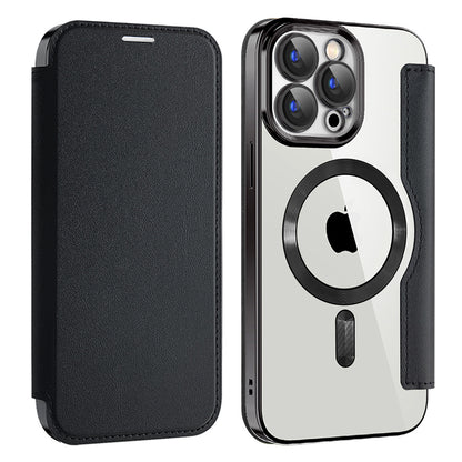 Husa MagSafe pentru Apple iPhone 15 Pro Max, Techsuit, SmartMag Book, Neagra