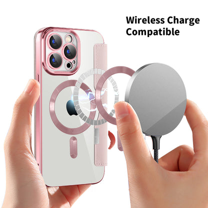 Husa MagSafe pentru Apple iPhone 15 Pro Max, Techsuit, SmartMag Book, Roz