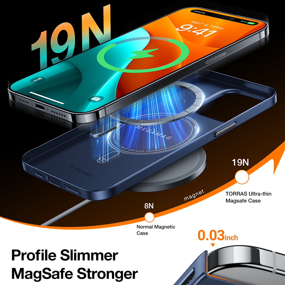 Husa MagSafe pentru Apple iPhone 15 Pro Max, Torras, OriginFit, Bleumarin