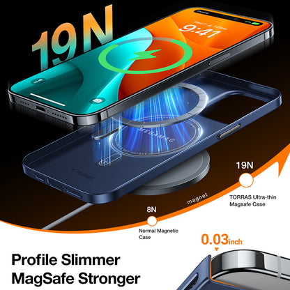 Husa MagSafe pentru Apple iPhone 15 Pro Max, Torras, OriginFit, Bleumarin