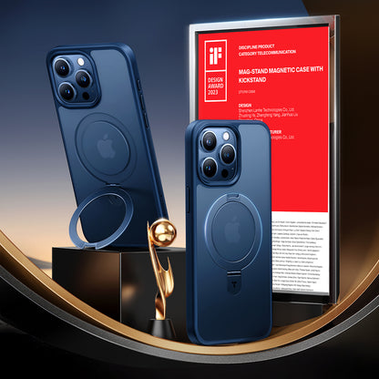 Husa MagSafe pentru Apple iPhone 15 Pro Max, Torras, Ostand, Bleumarin
