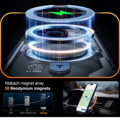 Husa MagSafe pentru Apple iPhone 15 Pro Max, Torras, Ostand, Bleumarin