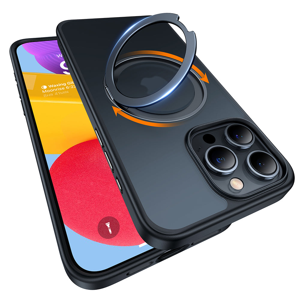 Husa MagSafe pentru Apple iPhone 15 Pro Max, Torras, Ostand Pro, Neagra