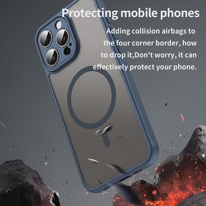 Husa MagSafe pentru Apple iPhone 15 Pro, Techsuit, HaloFrost II, Bleumarin