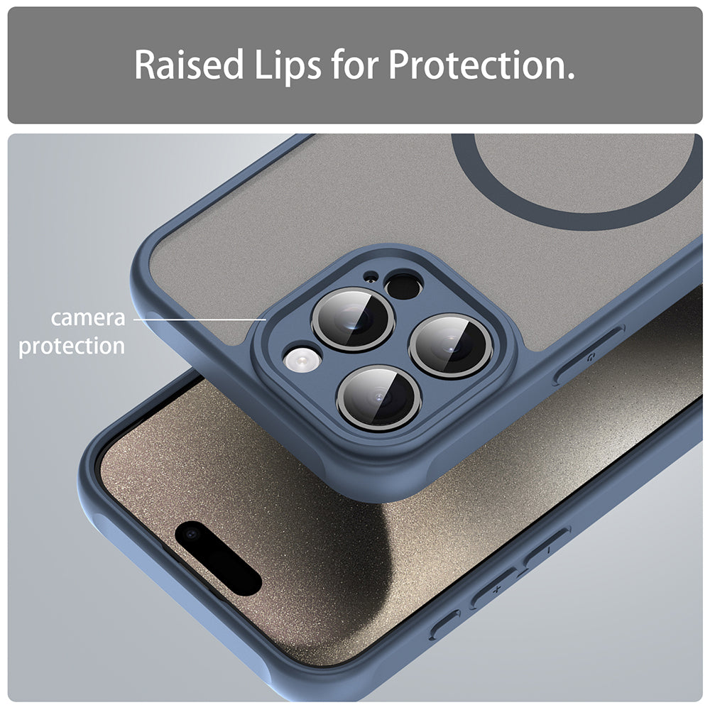 Husa MagSafe pentru Apple iPhone 15 Pro, Techsuit, HaloFrost II, Bleumarin