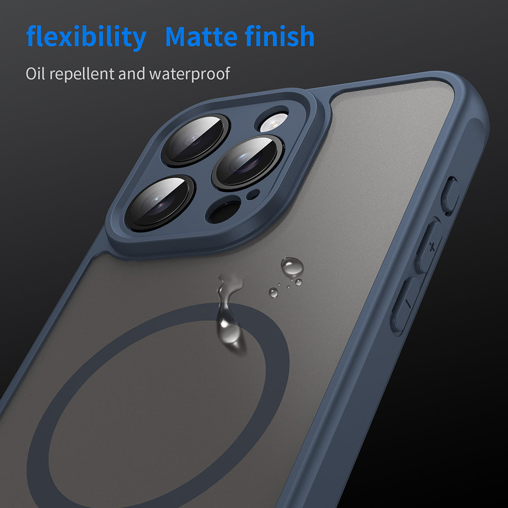 Husa MagSafe pentru Apple iPhone 15 Pro, Techsuit, HaloFrost II, Bleumarin