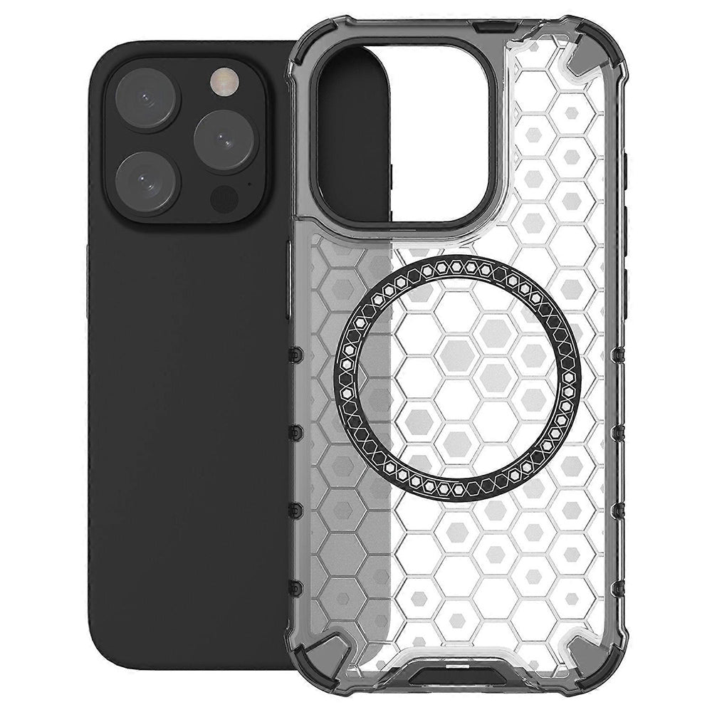 Husa MagSafe pentru Apple iPhone 15 Pro, Techsuit, HoneyComb Shield, Alba